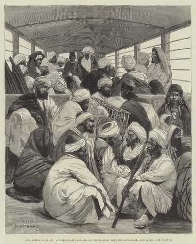 Our Artist in Egypt, a Third-Class Carriage on the Railway between Alexandria and Cairo by Charles Auguste Loye